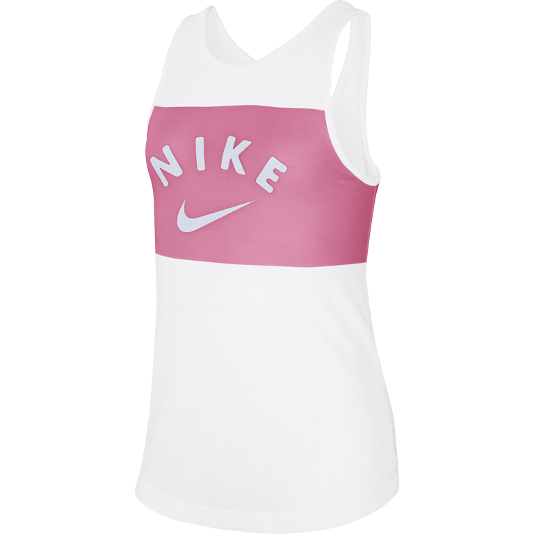 Image of Nike Training Tank Top Kids - white/magic flamingo/football grey CJ7669-101