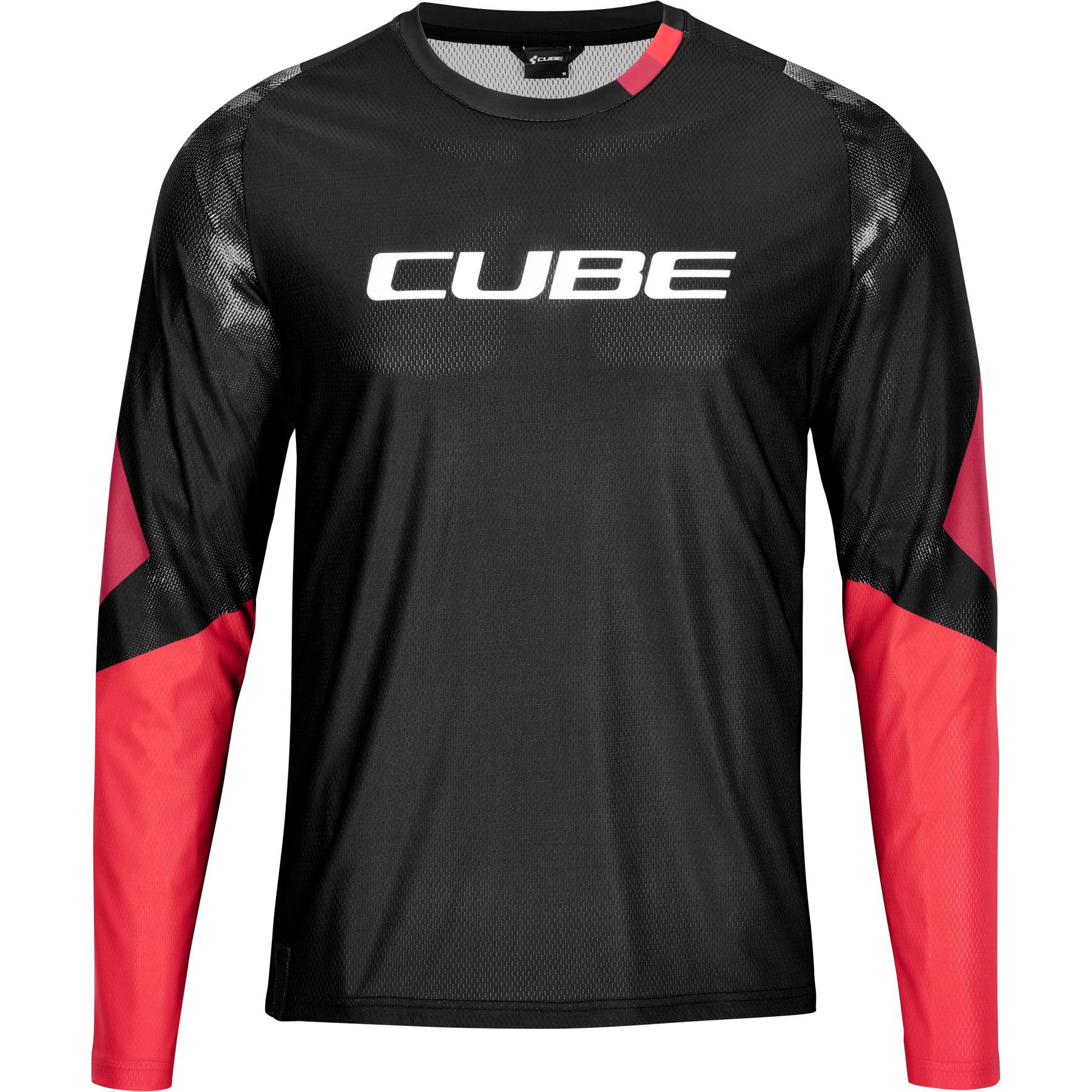 Image of CUBE EDGE Round-Neck Longsleeve Jersey - black'n'red