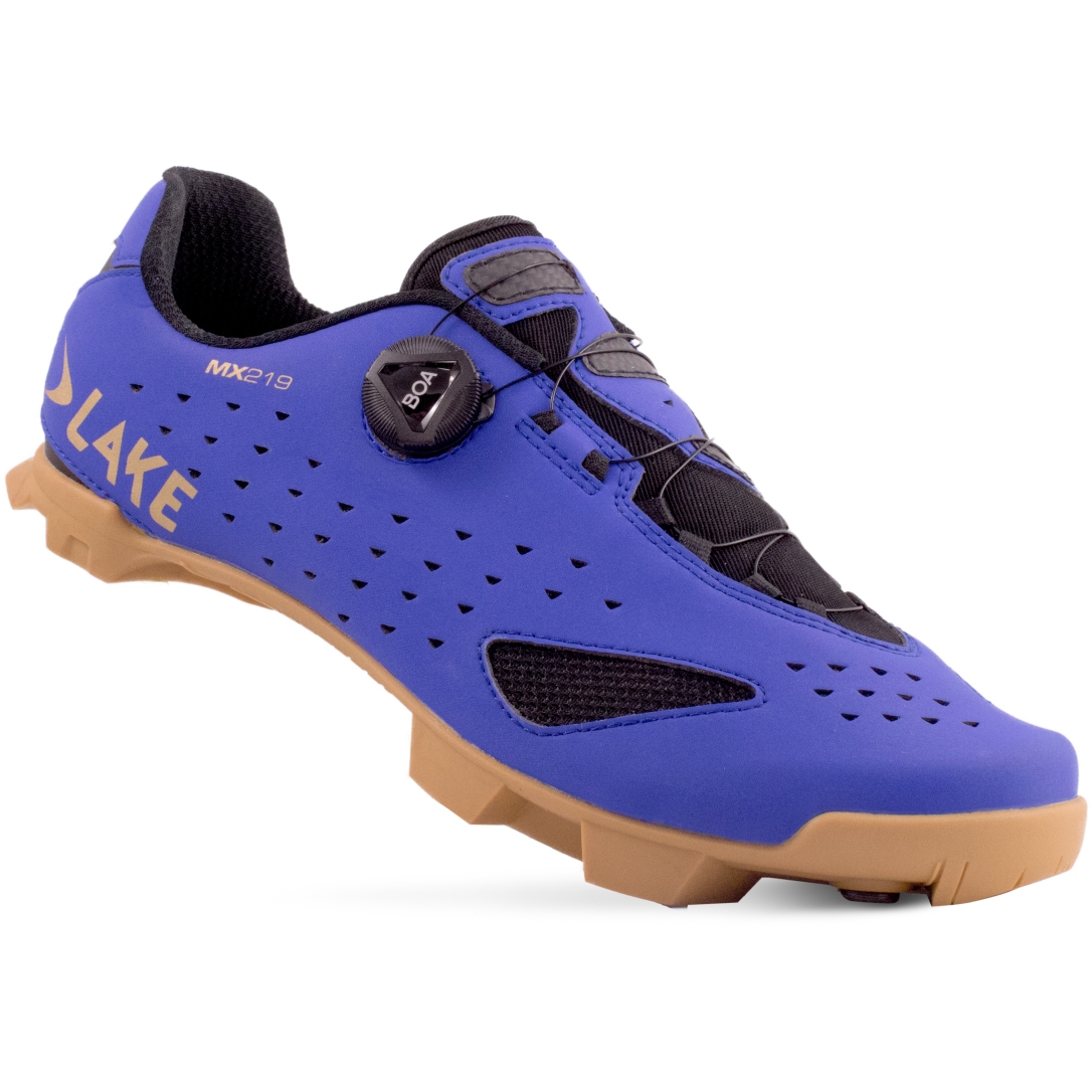 Image of Lake MX 219-X Wide MTB Shoe - strong blue/gold