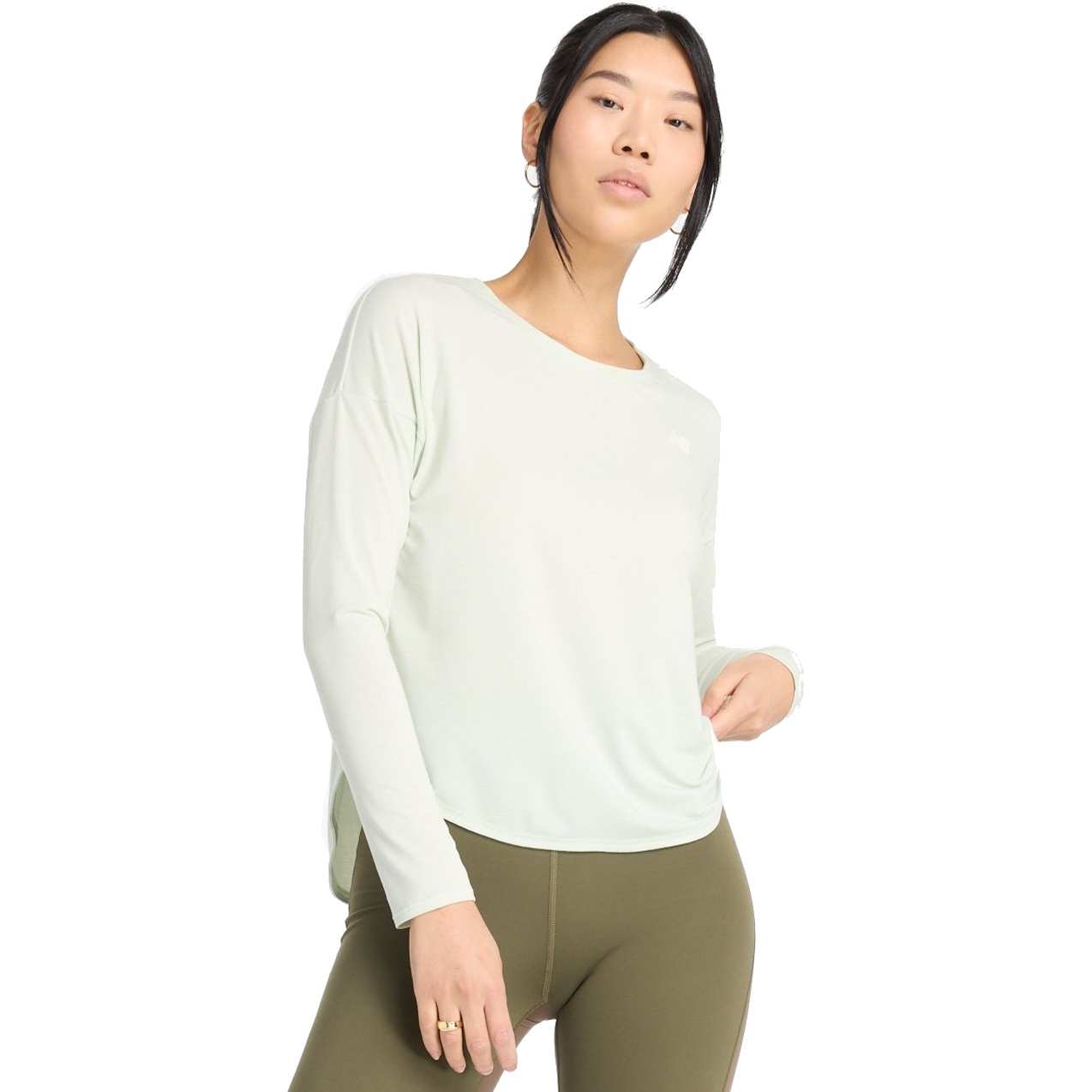 Produktbild von New Balance Drapey Jersey Langarmshirt Damen - Natural Mint