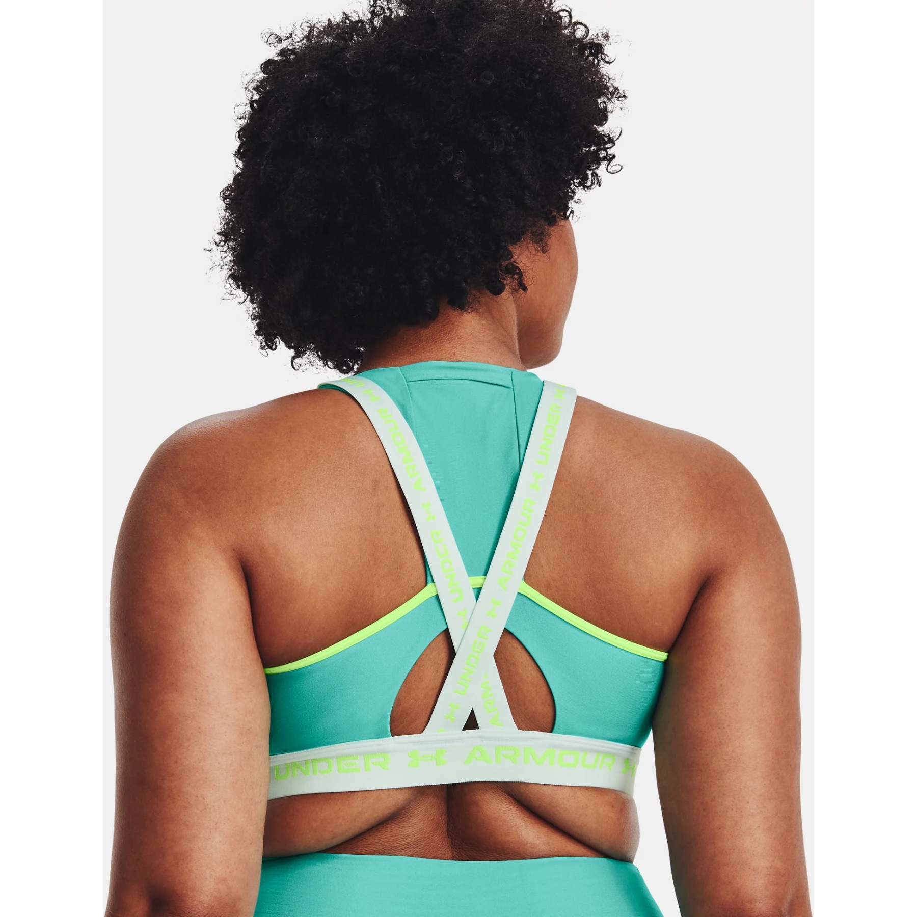 Under Armour Armour® Mid Crossback Pocket Sport-BH Damen - Neptune/Sea  Mist/Quirky Lime