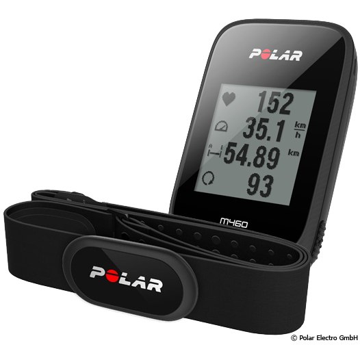 Produktbild von Polar M460 HR GPS Fahrradcomputer + H10 Herzfrequenz-Sensor mit Brustgurt - Schwarz