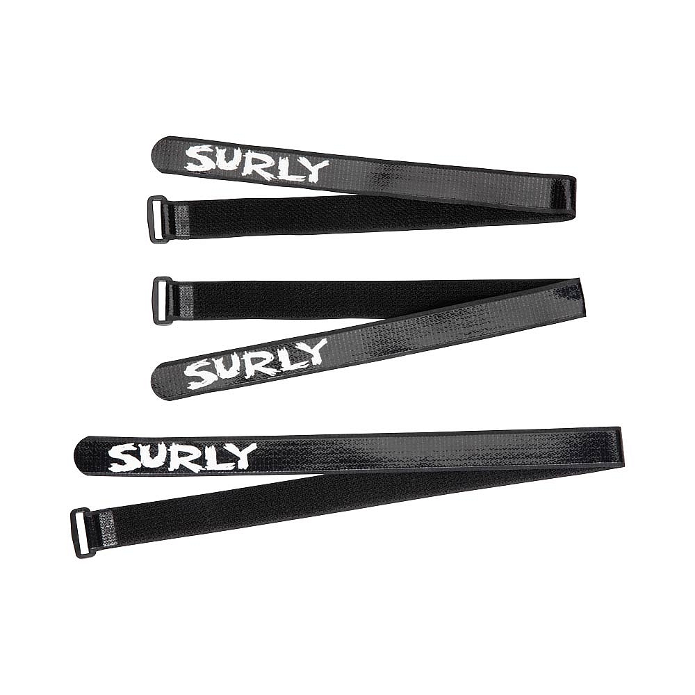 Surly Whip Lash Klett-Zurrbänder 2x55cm / 1x69.5cm - 3 Stück - schwarz