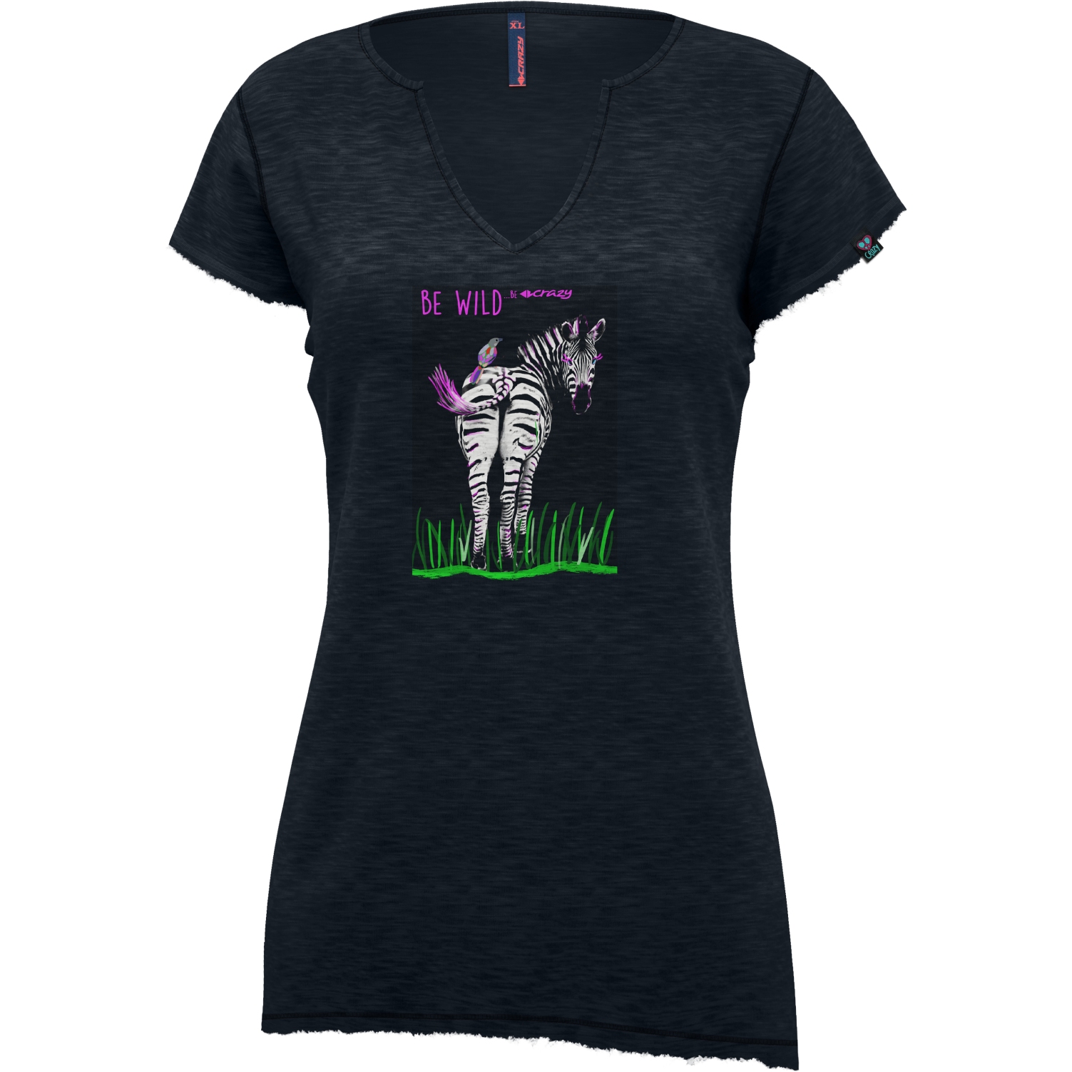 Productfoto van Crazy Idea Mandala T-Shirt Dames - Zwart/Zebra