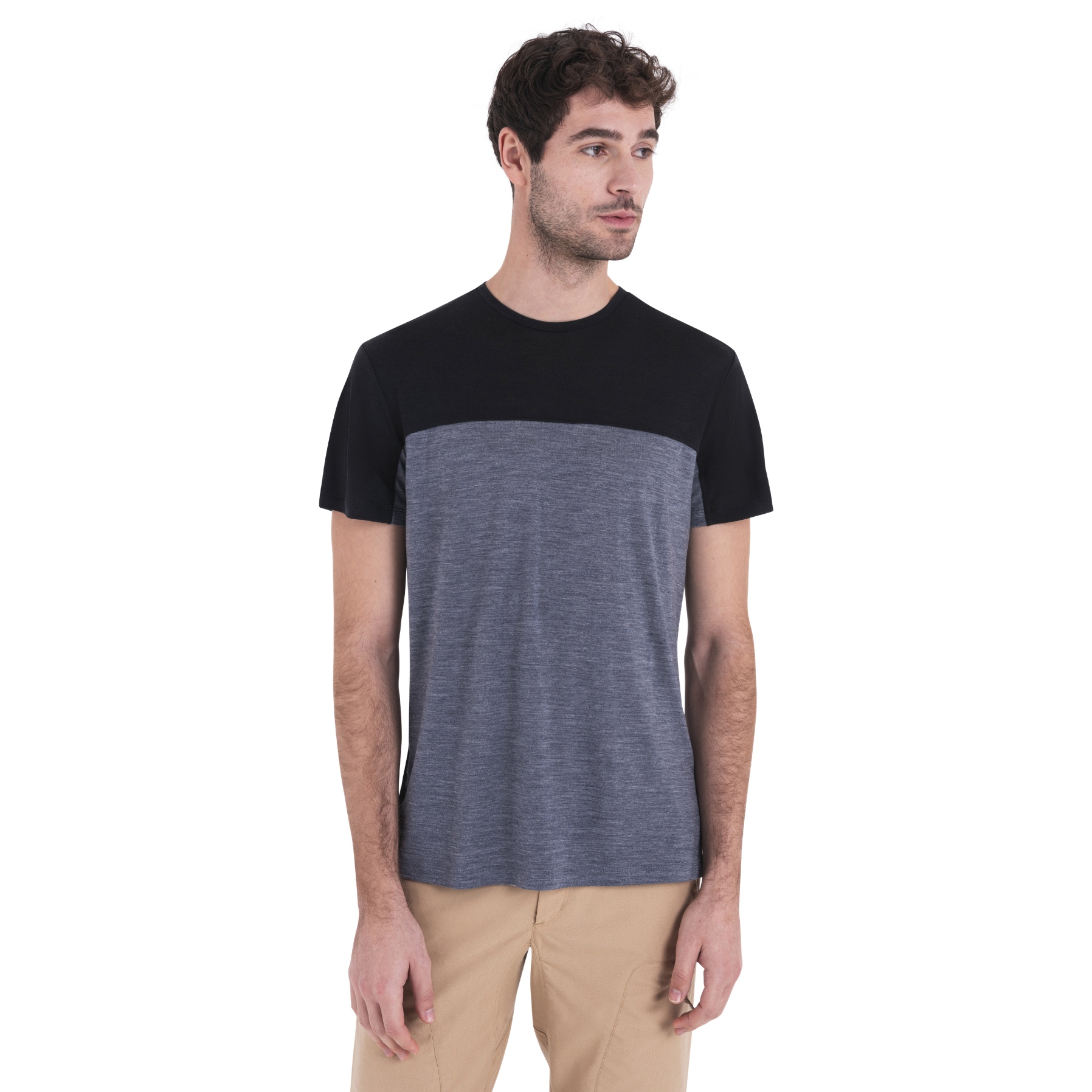 Photo produit de Icebreaker T-Shirt Homme - Merino 125 Cool-Lite™ Sphere III Colour Block - Graphite Hthr/Noir