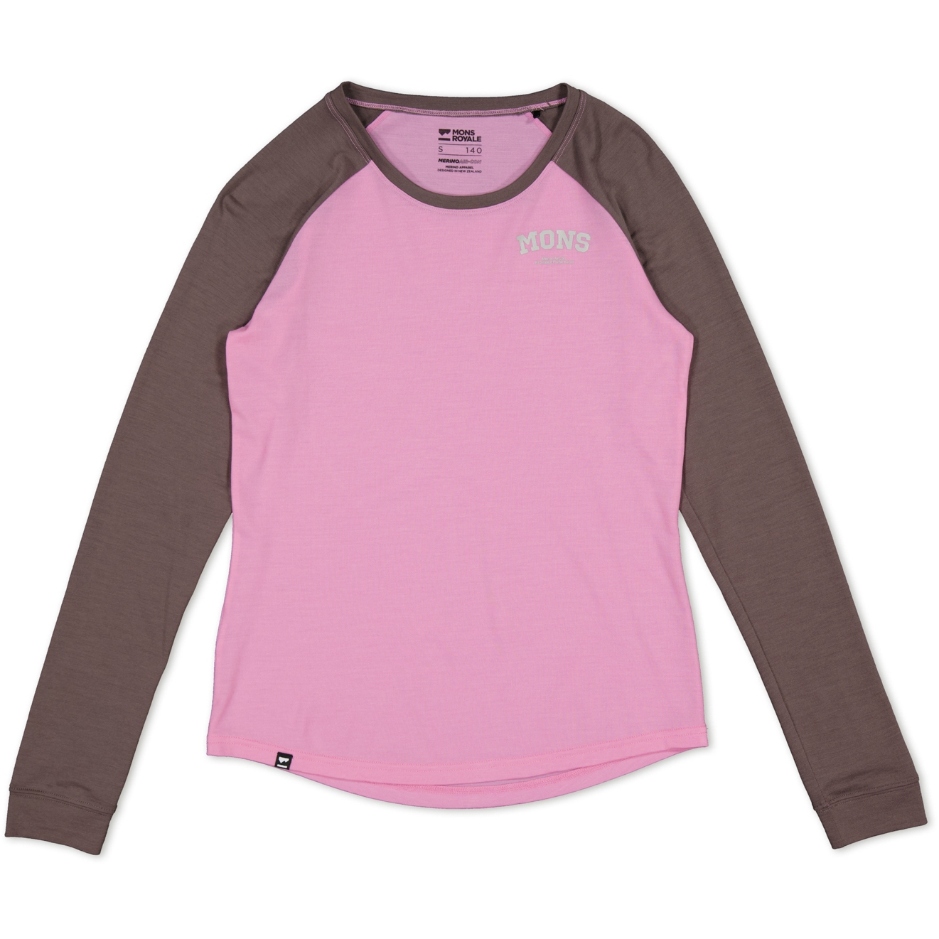 Photo produit de Mons Royale T-Shirt Manches Longues Femme - Icon Raglan Merino Air-Con - pop pink / iron