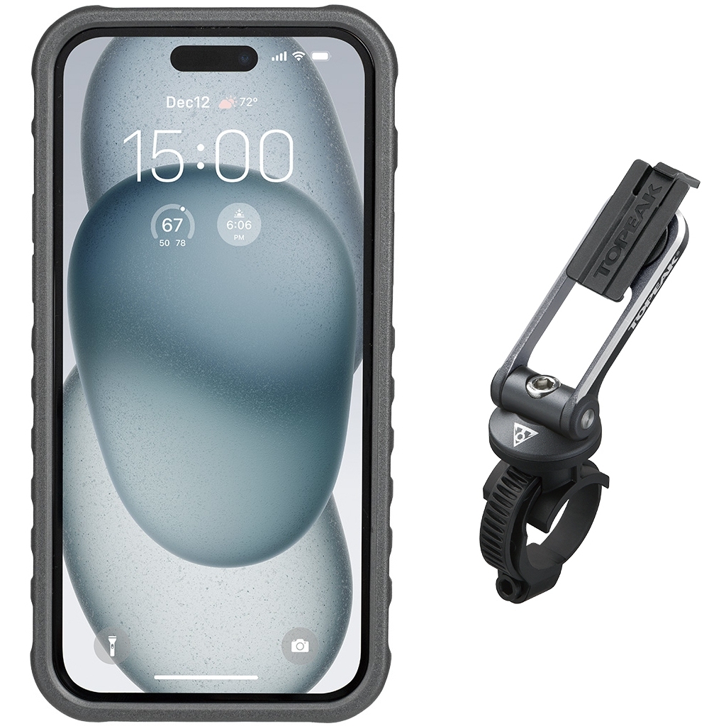 Picture of Topeak RideCase for Apple iPhone 15 Plus Smartphone Cover with Mount - black/gray