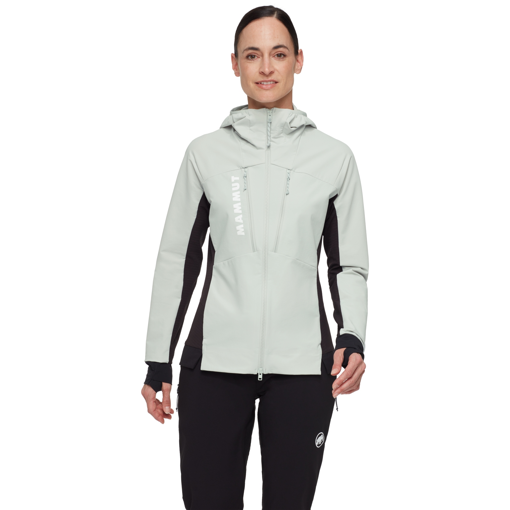 Photo produit de Mammut Veste à Capuche Softshell Femme - Aenergy Hybrid - silver sage-noir