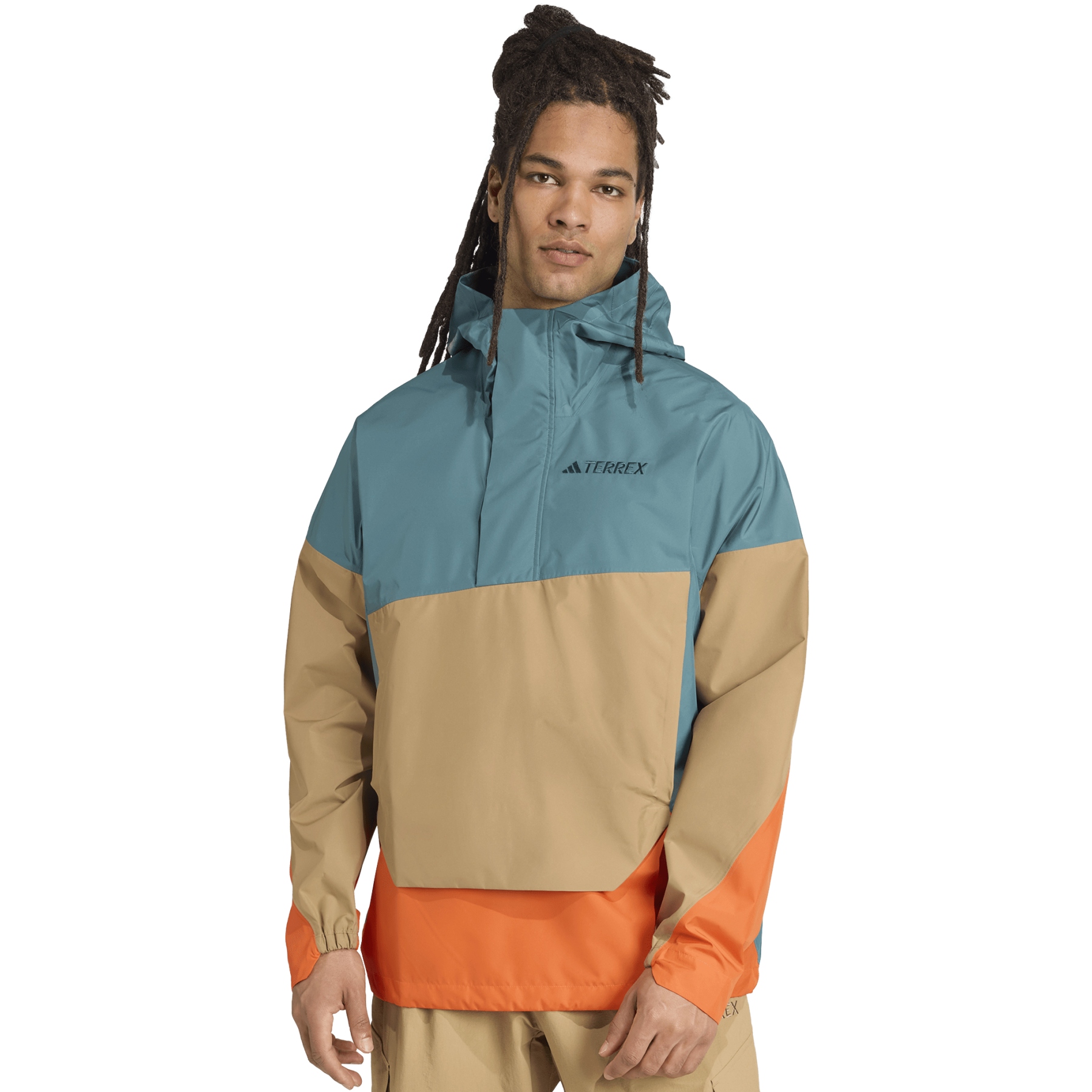 мужская куртка-анорак adidas TERREX Xploric 2,5л с защитой от ветра - бирюзовый / картонный / полуударный оранжевый JL9753