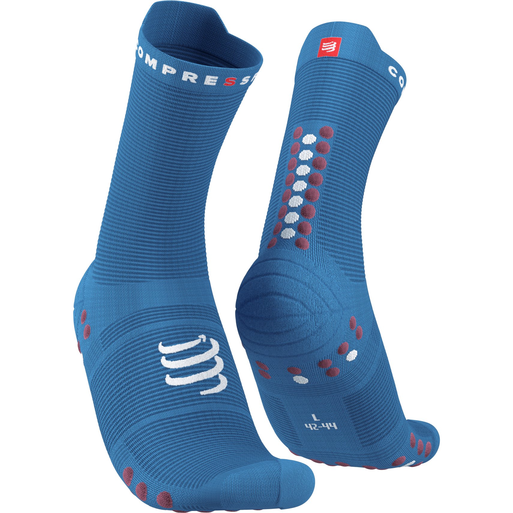 Image of Compressport Pro Racing Compression Socks v4.0 Run High - pacific blue/deco rose