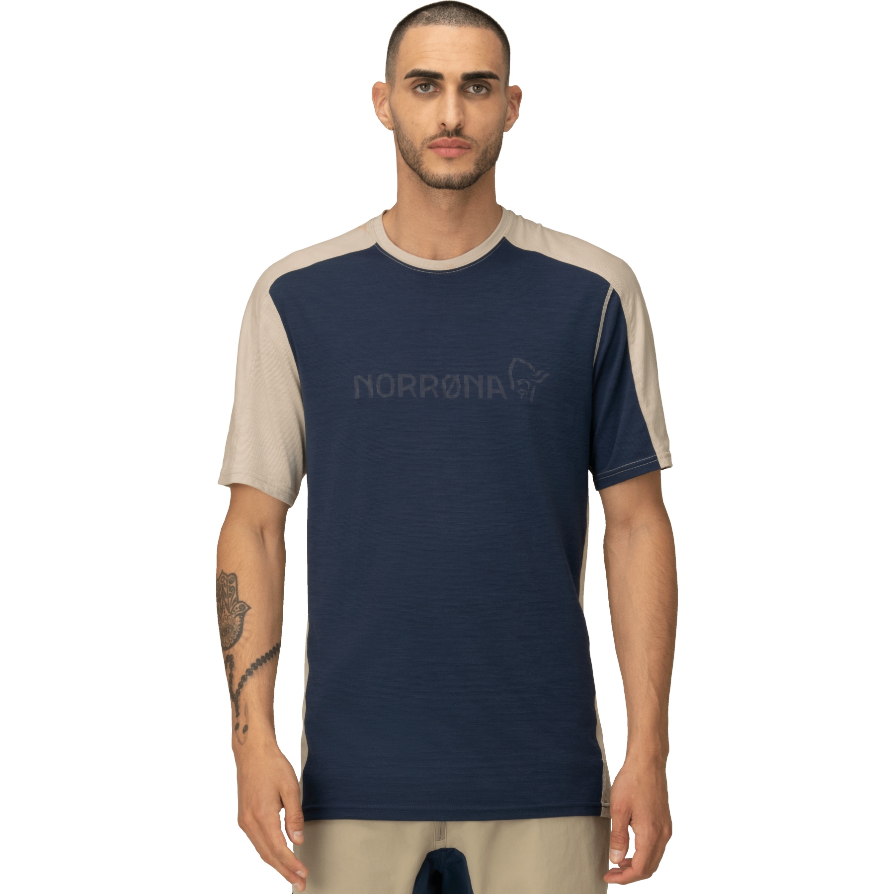 Produktbild von Norrona falketind equaliser merino T-Shirt Herren - Indigo Night/Pure Cashmere