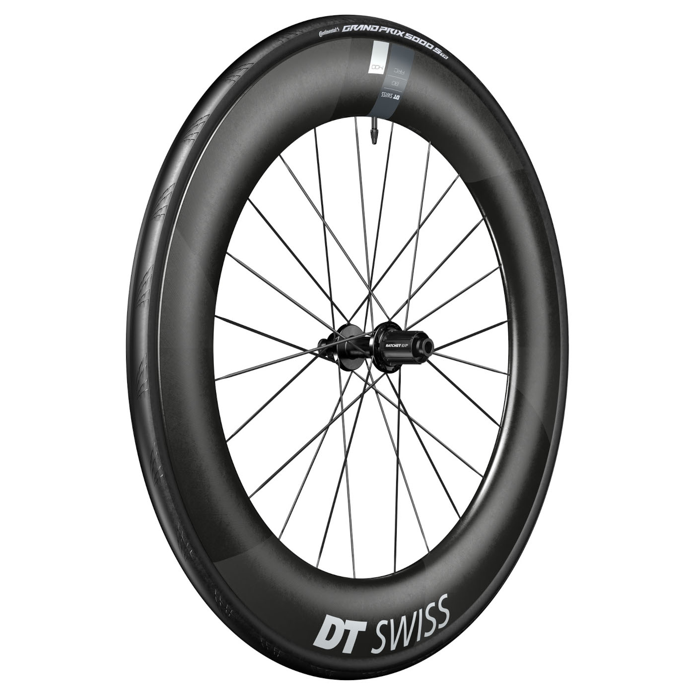 Produktbild von DT Swiss | Continental WTS Laufradsystem - ARC 1400 DICUT 80 Hinterrad + GP 5000 S Faltreifen - 28&quot; | 12x142mm - HG-L / XDR