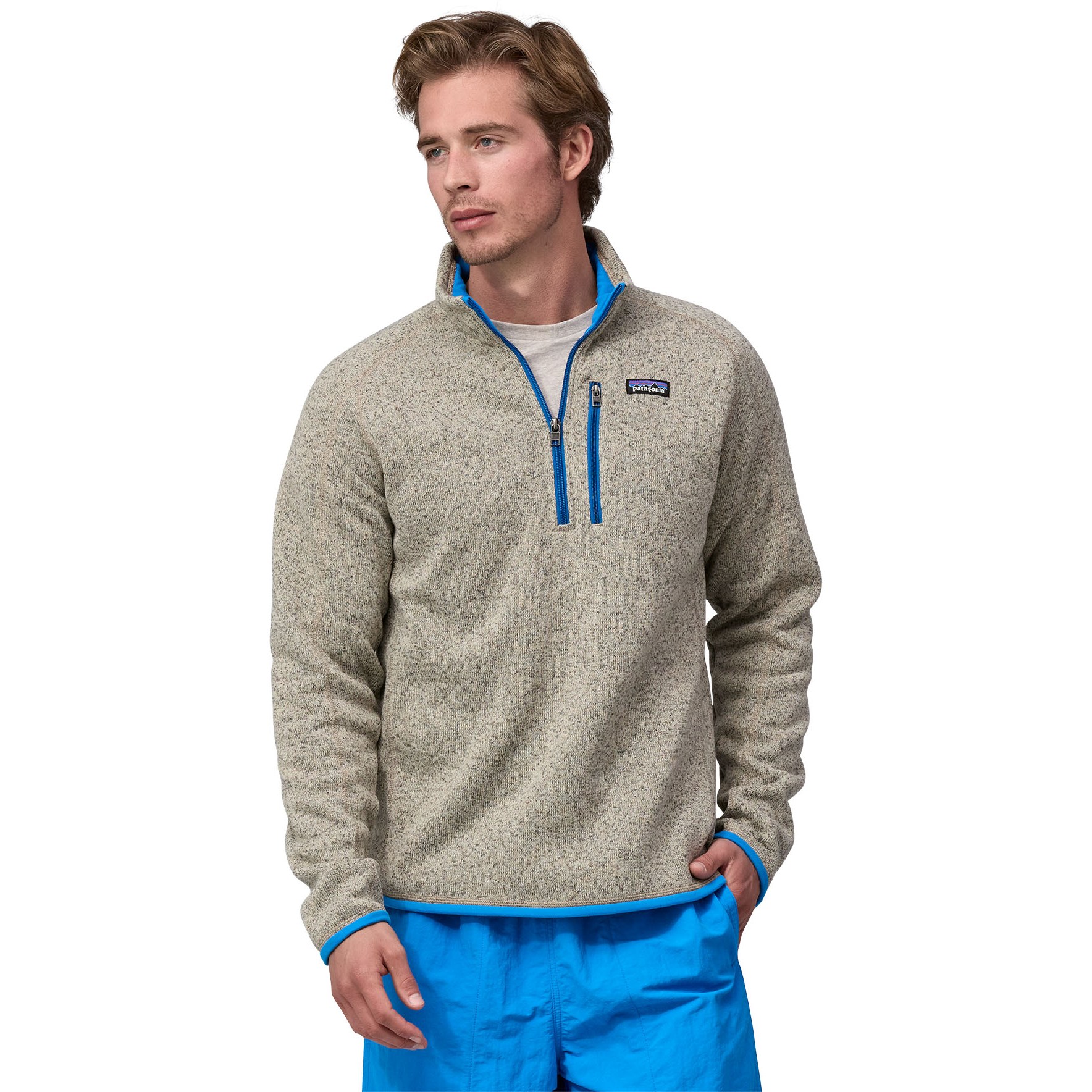Picture of Patagonia Better Sweater Fleece 1/4-Zip Pullover Men - Oar Tan w/Vessel Blue