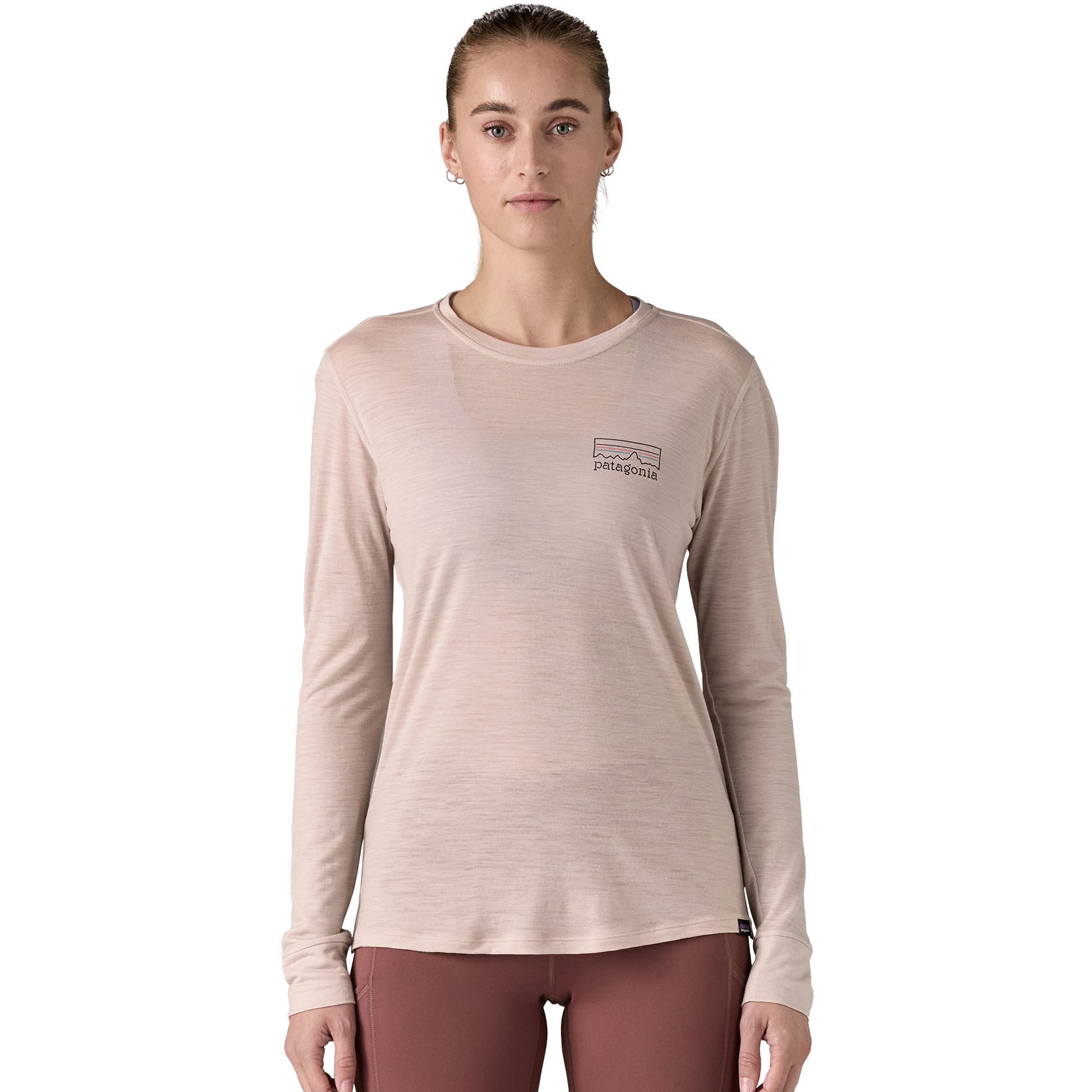 Produktbild von Patagonia Capilene Cool Merino Graphic Langarmshirt Damen - Fitz Roy Strata: Shroom Taupe
