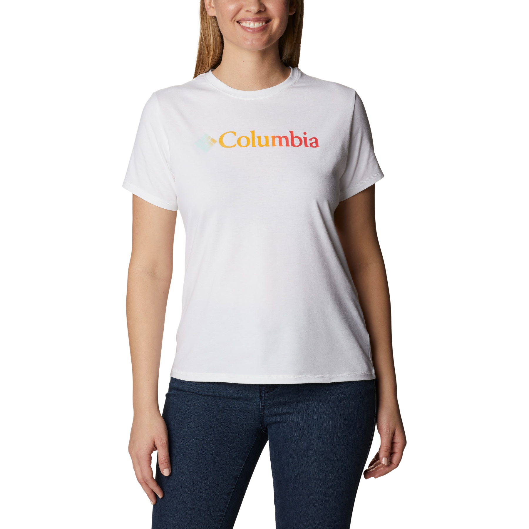 Productfoto van Columbia Sun Trek Graphic T-Shirt Dames - White/Branded Gradient