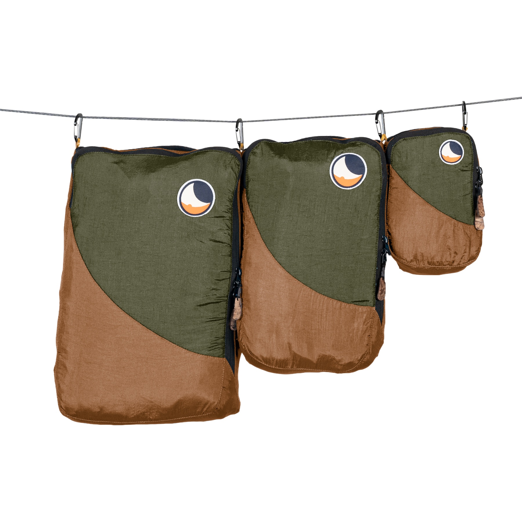 Foto de Ticket To The Moon Organizador de Maletas - Travel Cube Set - Recycled &amp; Blue Sign Fabric - Brown / Army Green
