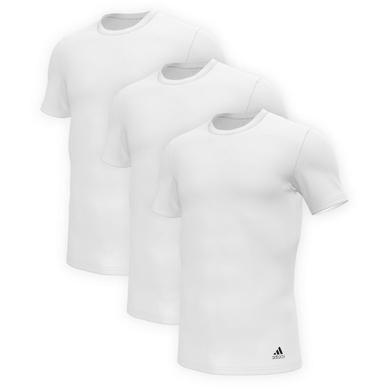 Produktbild von adidas Sports Underwear Crew Neck Kurzarmunterhemd - 3 Pack - 100-weiß