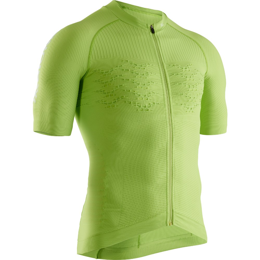 Picture of X-Bionic Effektor 4.0 Bike Full Zip Short Sleeves Shirt for Men - effektor green/arctic white