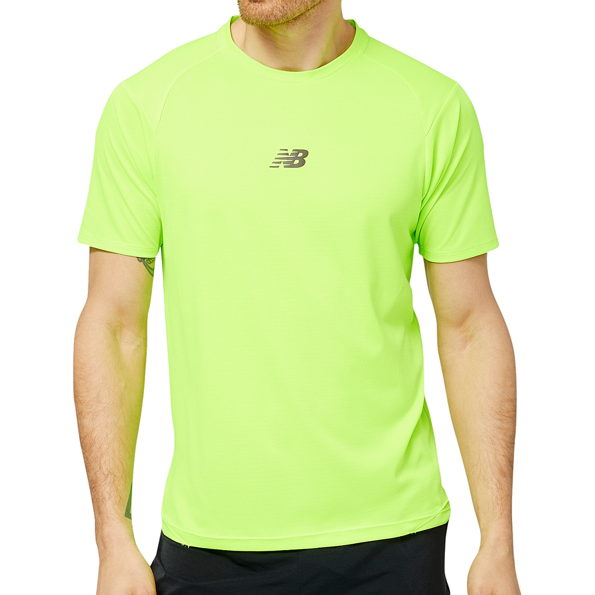 Image of New Balance NB AT Nvent Short Sleeve Shirt - Pixel Green