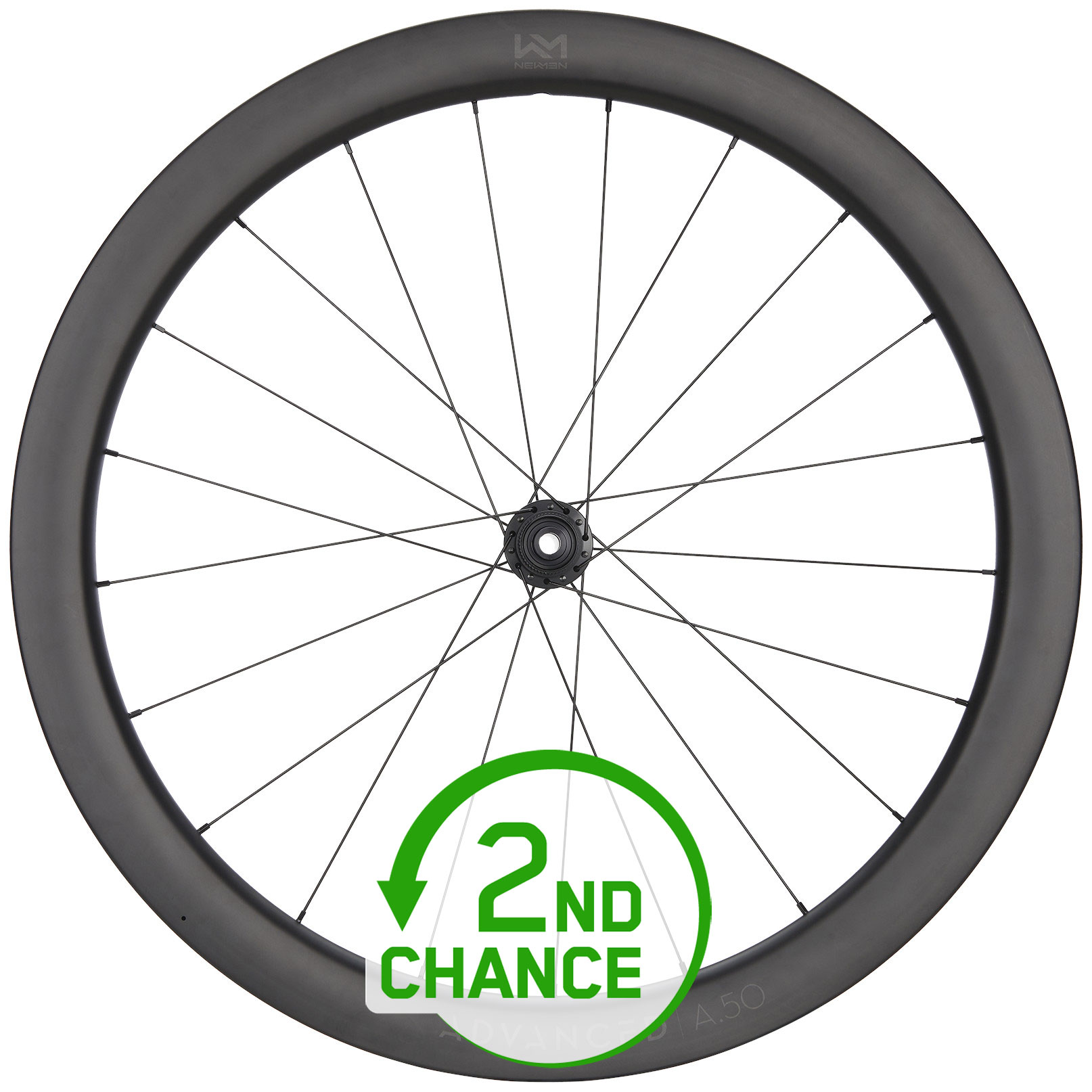 Productfoto van Newmen Advanced A.50 Voorwiel - 28&quot; | Carbon | Clincher | Centerlock - 12x100mm - zwart - B-Keus