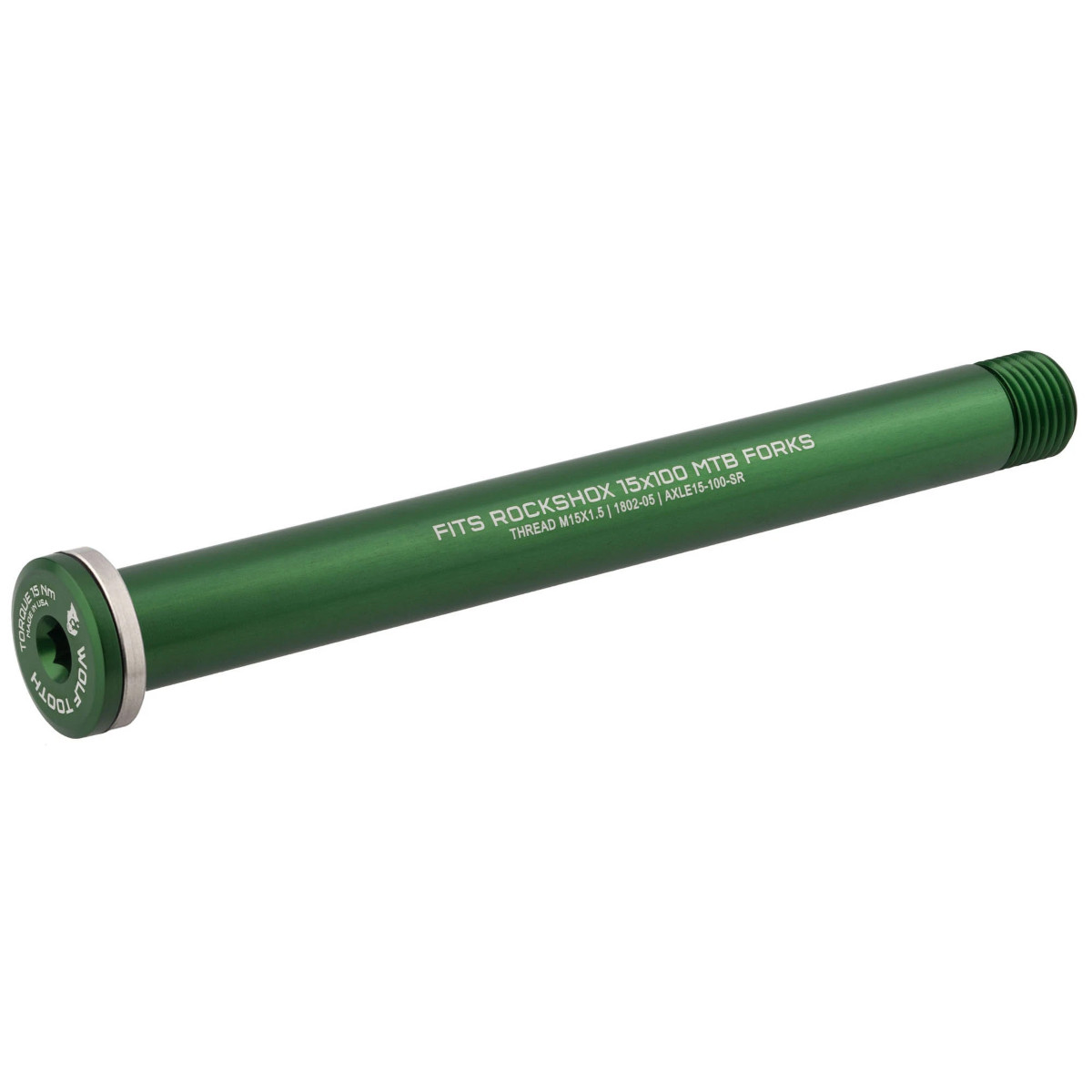 Productfoto van Wolf Tooth Thru Axle for RockShox Forks - 15x100mm - green