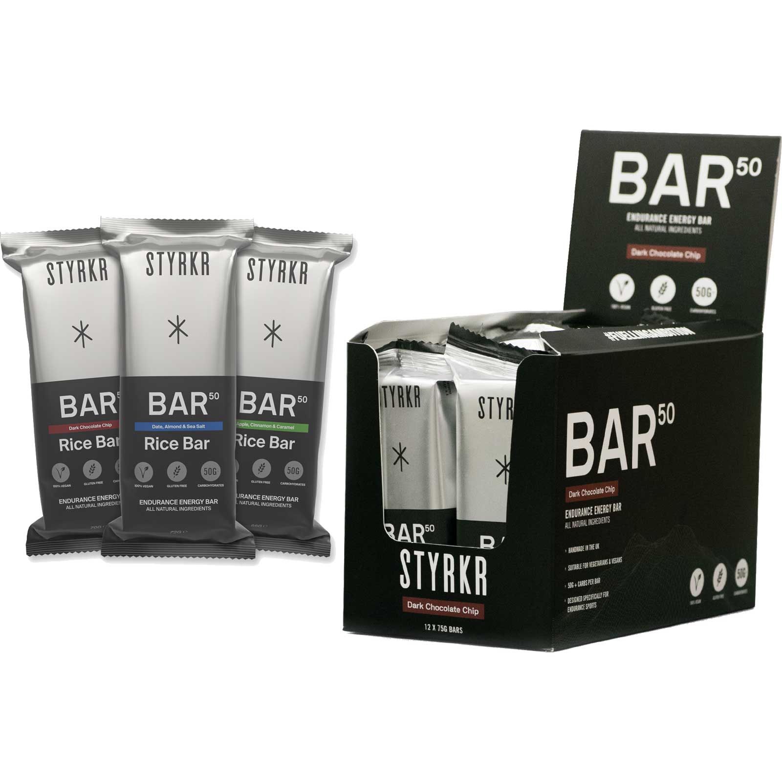 Bild von Styrkr BAR50 Energy Bar - Kohlenhydrat-Riegel - 12x67g