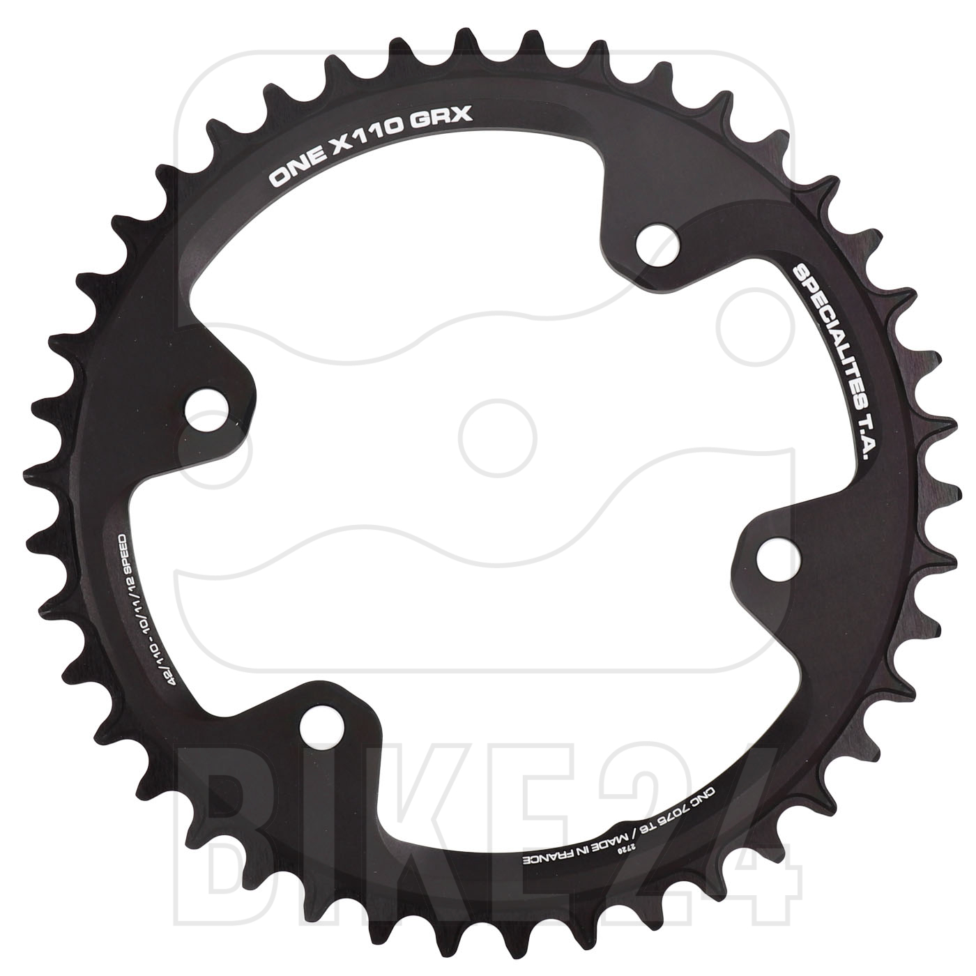 Productfoto van TA Specialites ONE X110 Chainring for Shimano GRX - 4-Arm - 110mm - black