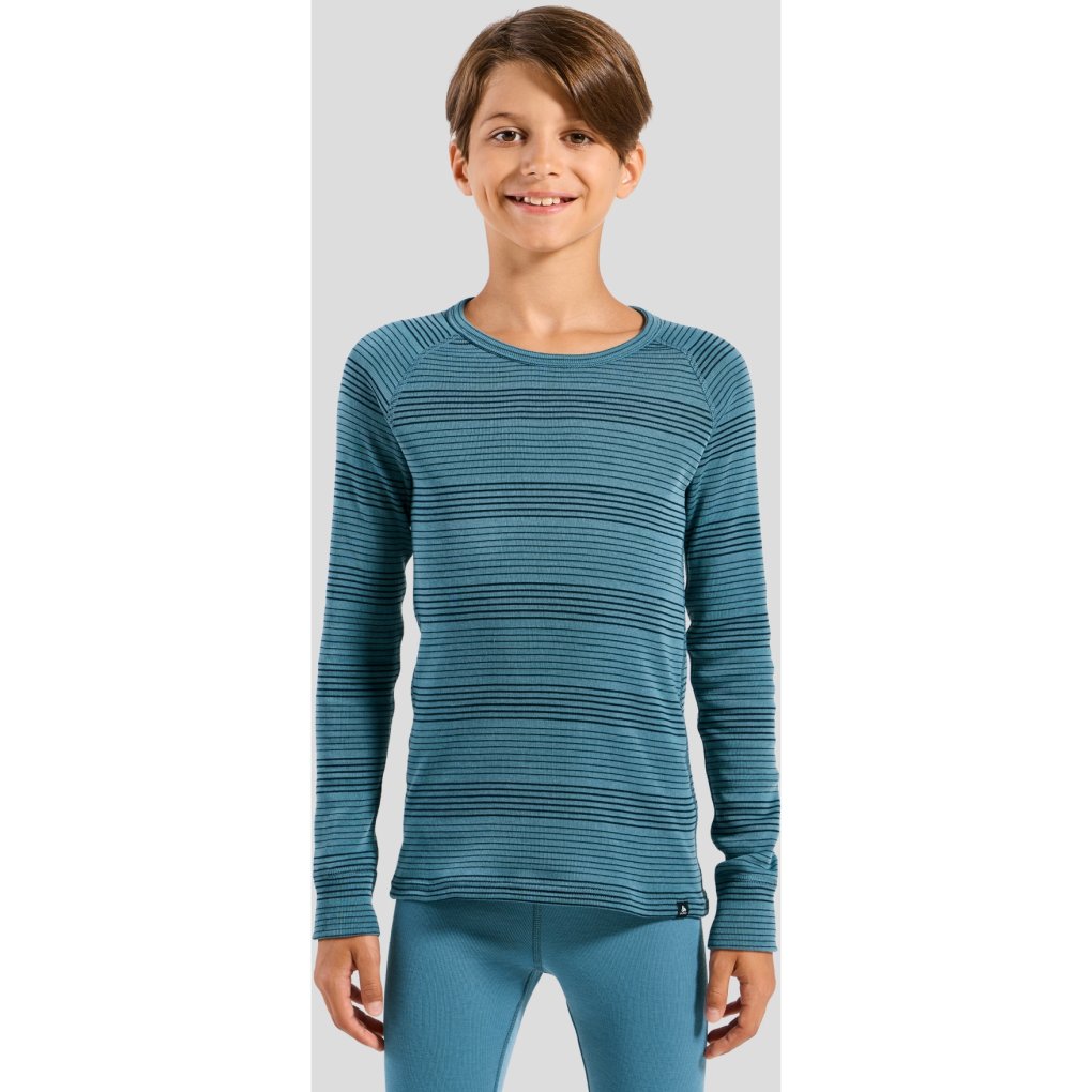Odlo Kinder Unterwäsche Set WARM - Langarm Shirt & Lange Hose Blau