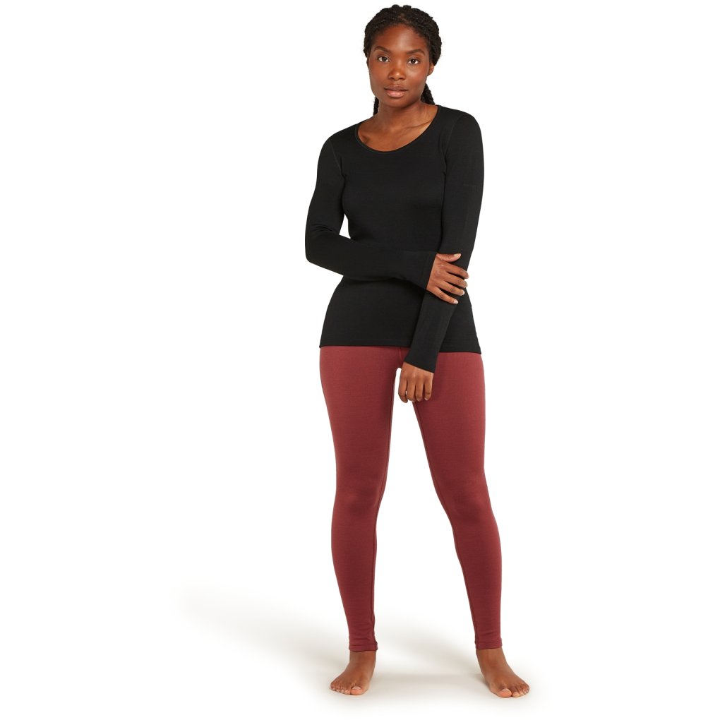 T-shirt Icebreaker 260 Femme – Noir, Laine Mérinos, Manches Longues, Taille XS