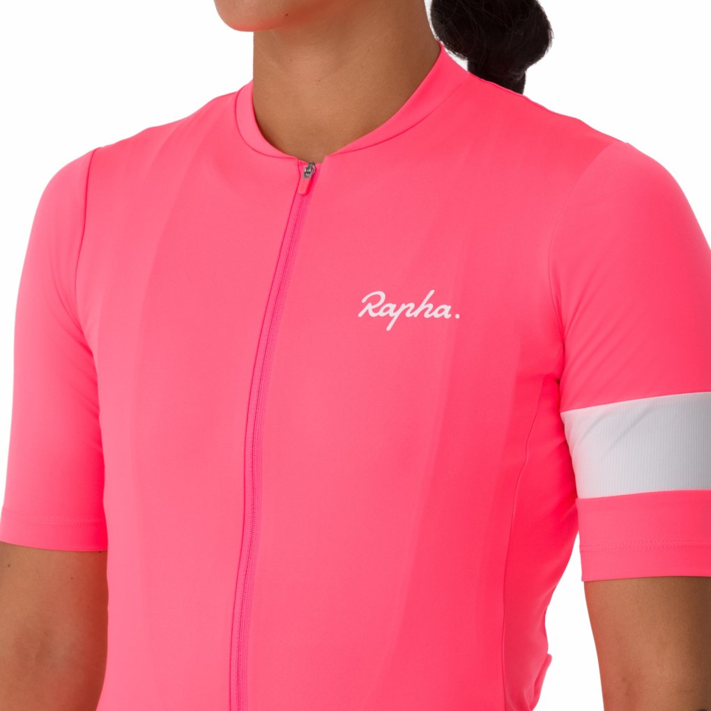 Rapha Core Short Sleeve Jersey Women high-vis pink/white