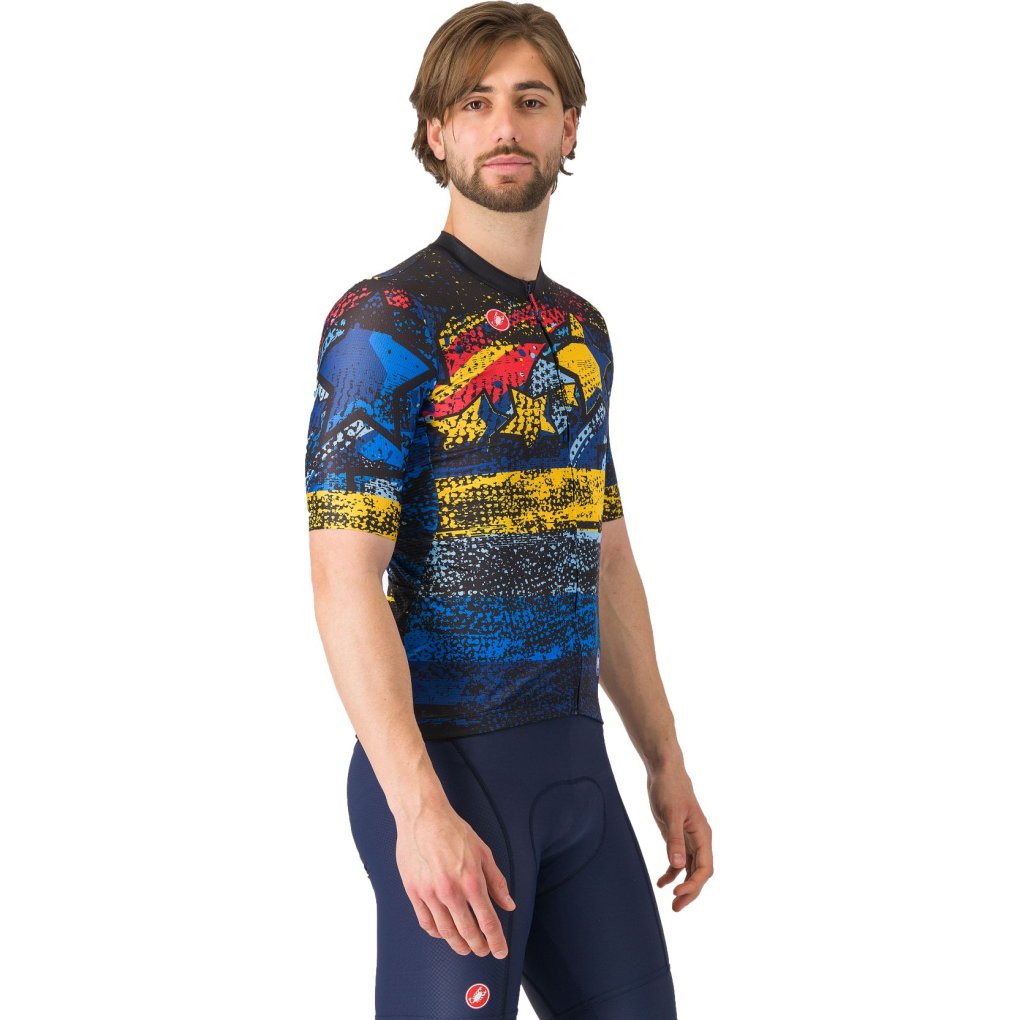 Castelli Merlier Rocket Jersey Men belgian blue/yellow-red 424