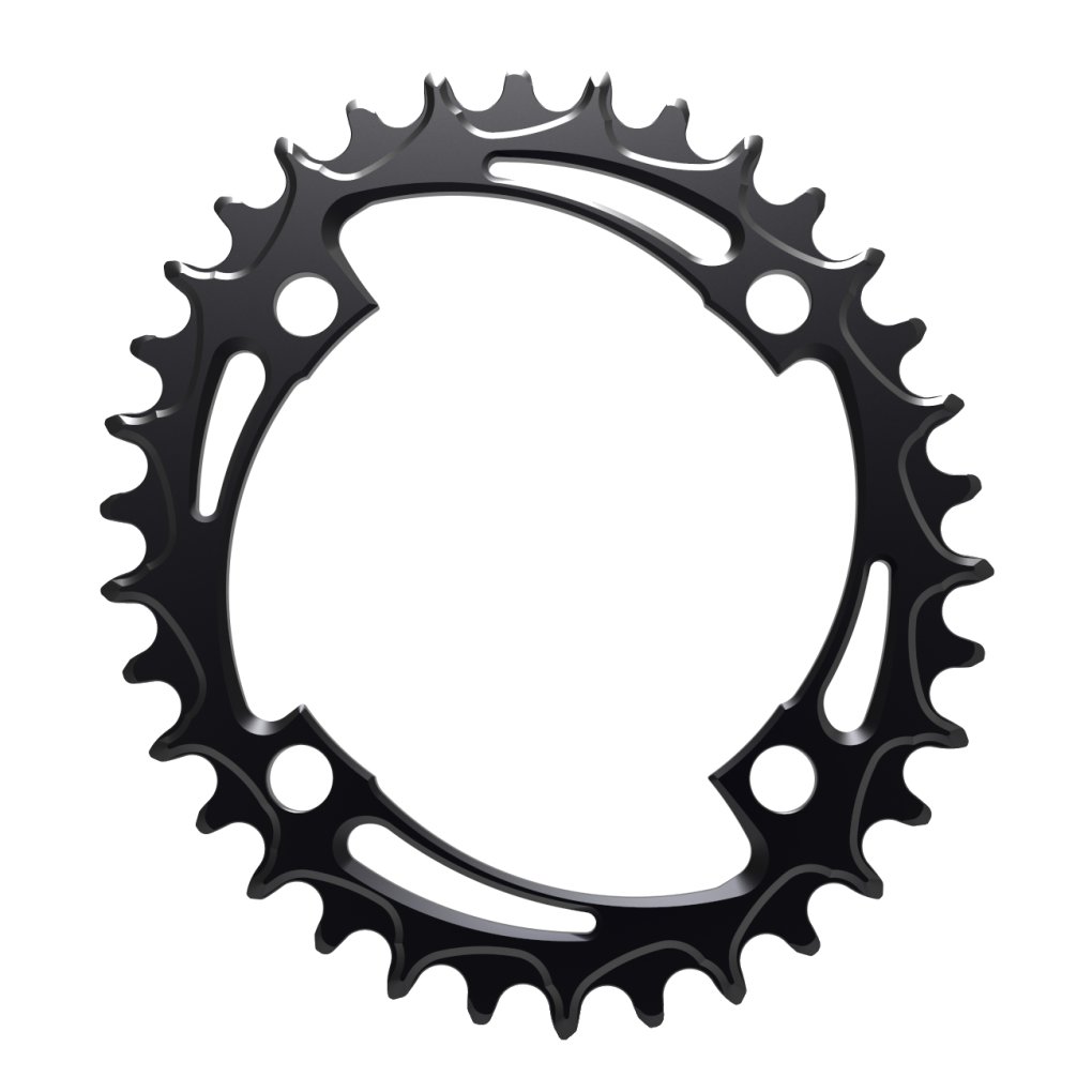 Plateau 38 dents VTT mono d.104 noir alu 7075 4 branches marque