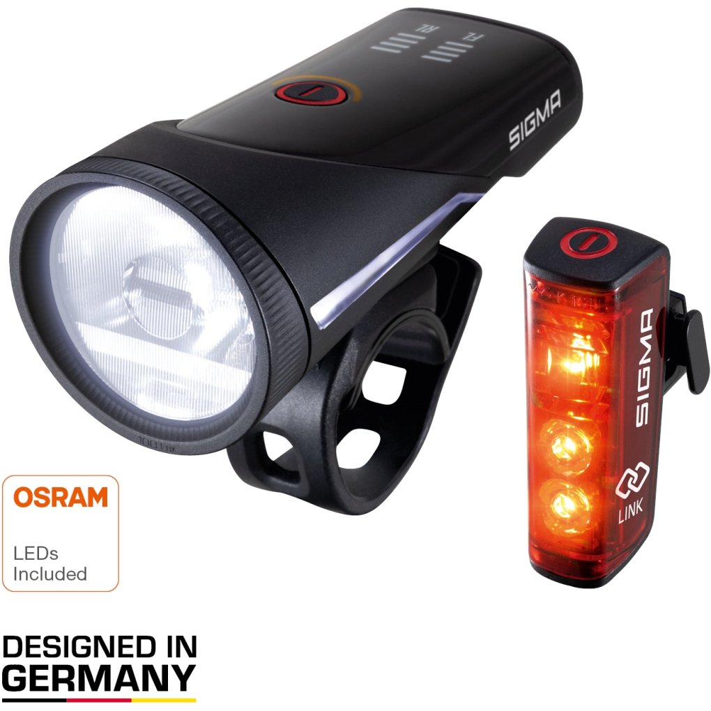 SIGMA Aura 100 Set Blaze Link Front Light Rear Light black