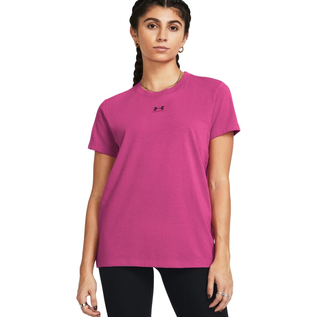 Under Armour UA Rival Core Short Sleeve Shirt Women Astro Pink/Black