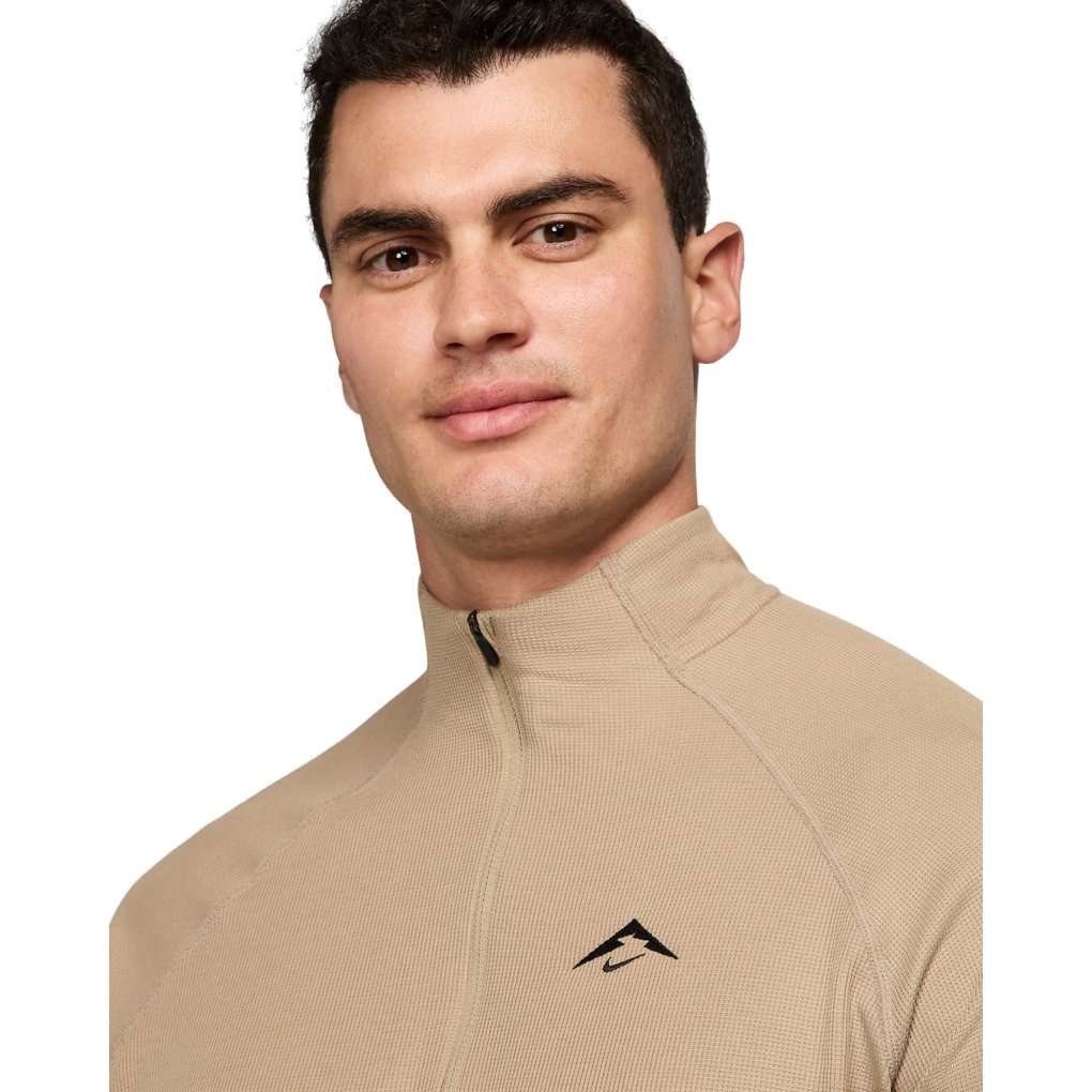 nike running air half zip mid layer in khaki