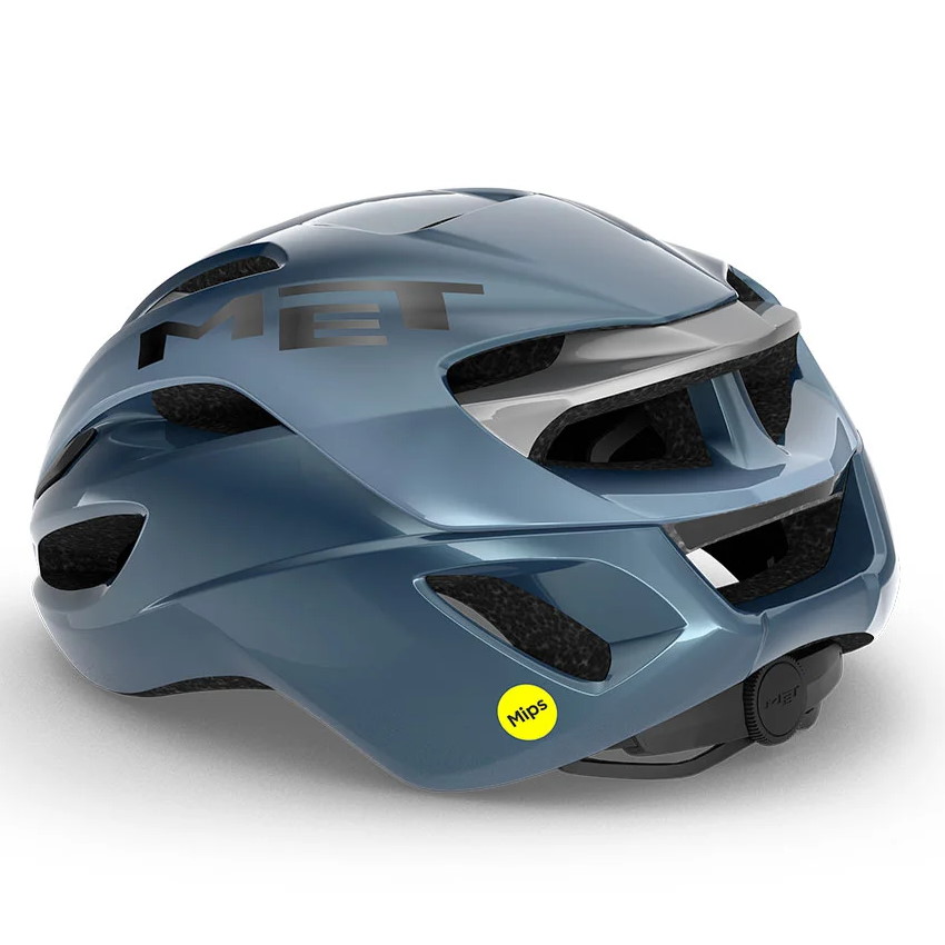 MET Casco da Bici da Corsa Rivale MIPS marina argento lucido
