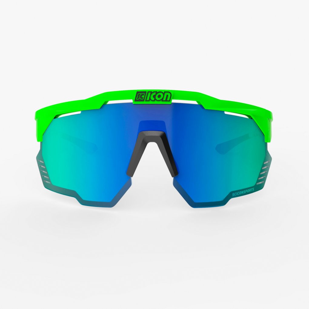 Scicon Aeroshade Kunken Glasses - Green Fluo - Multimirror Blue