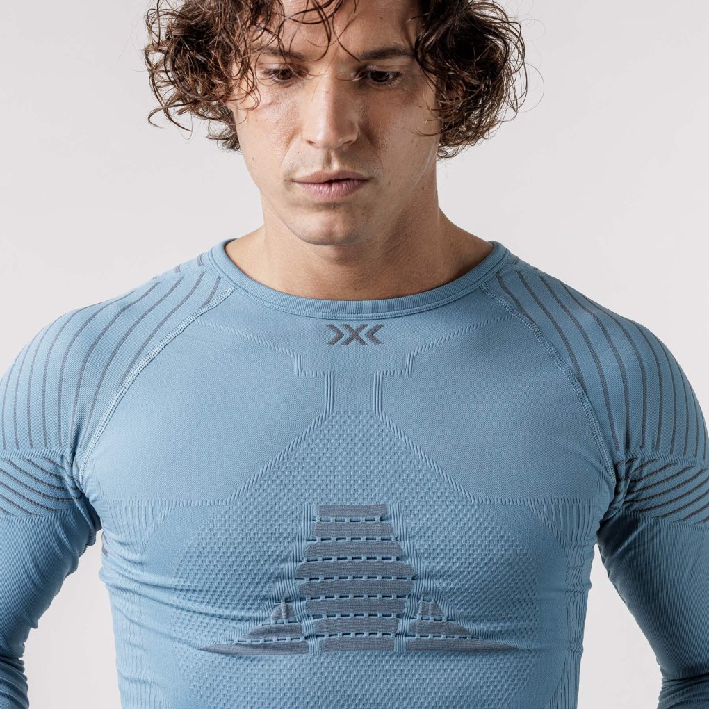 X-Bionic Homme Invent 4.0 Manches Longues Col Rond - Taille M - Gris - Compression