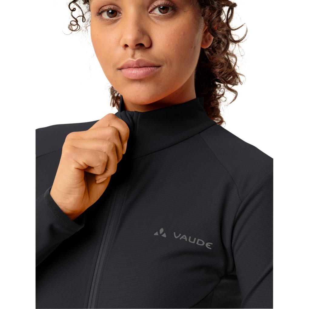 Tricot Polaire Femme Vaude Matera – Manches Longues, Noir/rouge, Taille S (neuf)