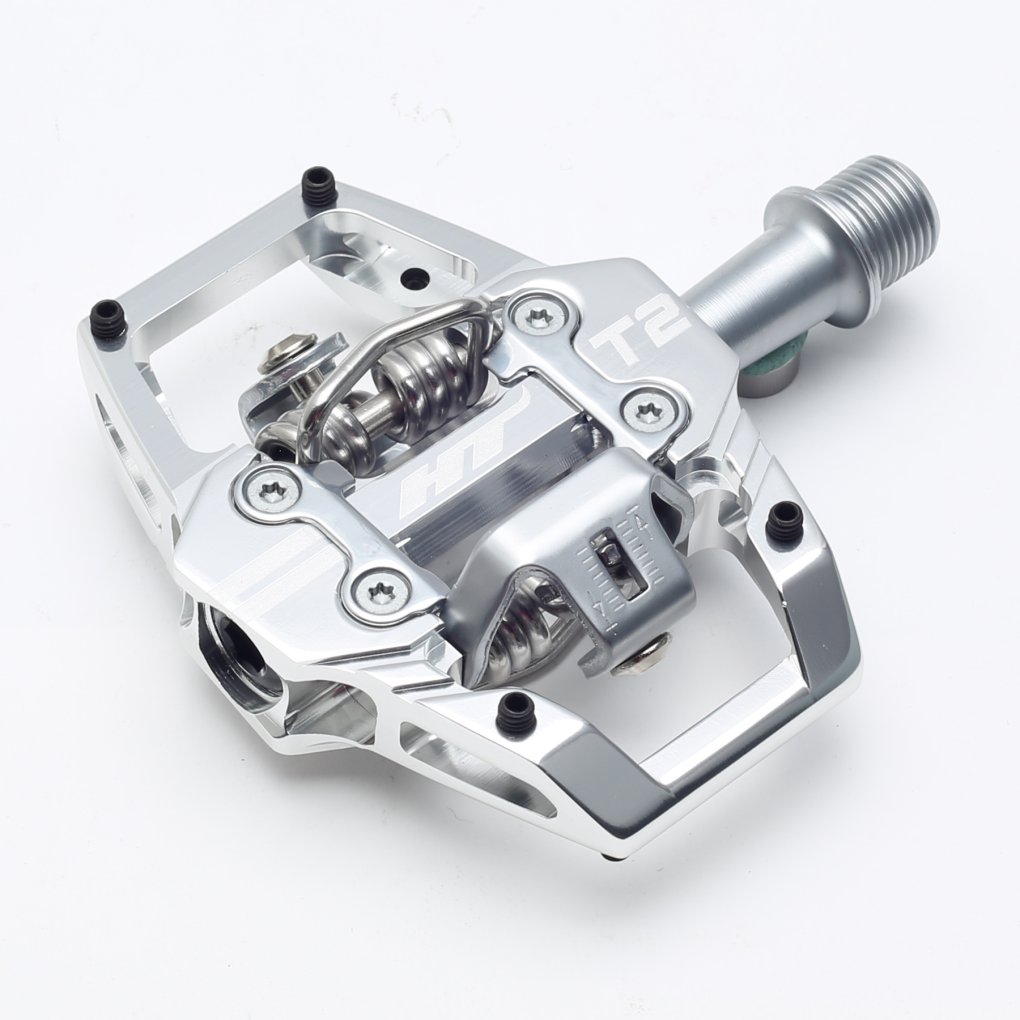Pédales HT Pedals T2 – Plateforme Sans Clip, CrMo – Gris – VTT – Neuves