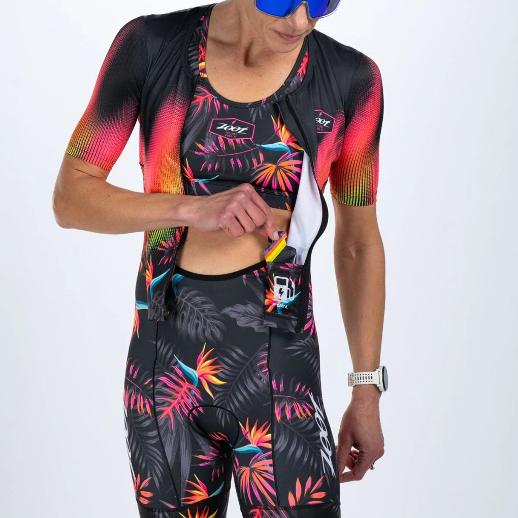 C06143 新品 THE SUIT COMPANY：160cm-8drop ZOOT LTD Tri Aero Full Zip Racesuit Women - tropical magic