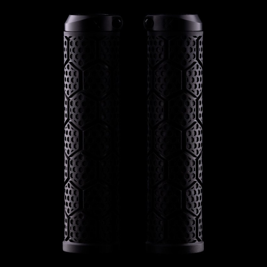 Sixpack D-Trix PA Lock-On - Manopole Bici In Gel Kraton, Larghe 33mm, Con Anelli In Fibra Di Vetro (Nero/Arancione) - 2