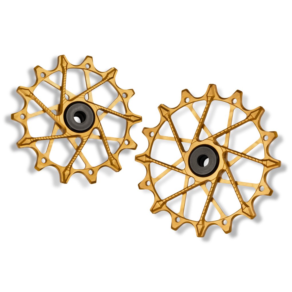 Pulegge Deragliatore Garbaruk Oro - 11T+16T Per Shimano 11v, Bici Da Strada E MTB