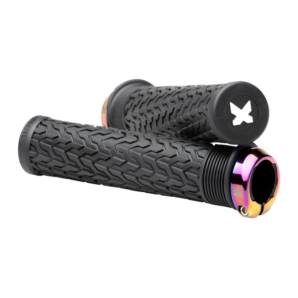 Manopole Bici Sixpack D-Trix AL Lock-On – Gel Kraton 33mm, Anelli Alluminio CNC, Nero/Nero - 3