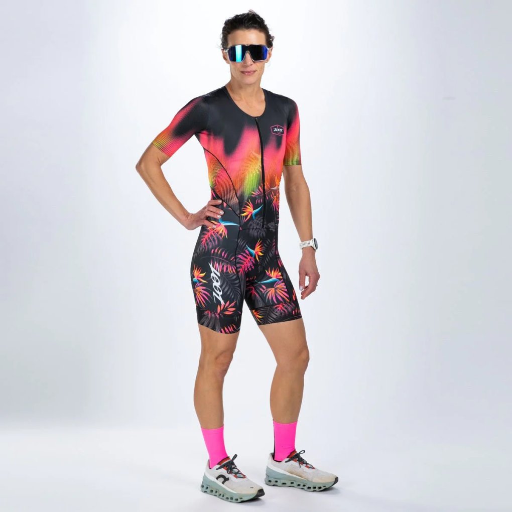 C06143 新品 THE SUIT COMPANY：160cm-8drop ZOOT LTD Tri Aero Full Zip Racesuit Women - tropical magic