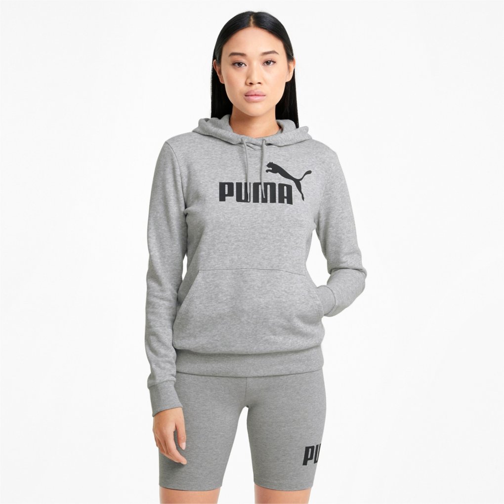 Puma Essentials Logo Hoodie Women - Light Gray Heather | BIKE24