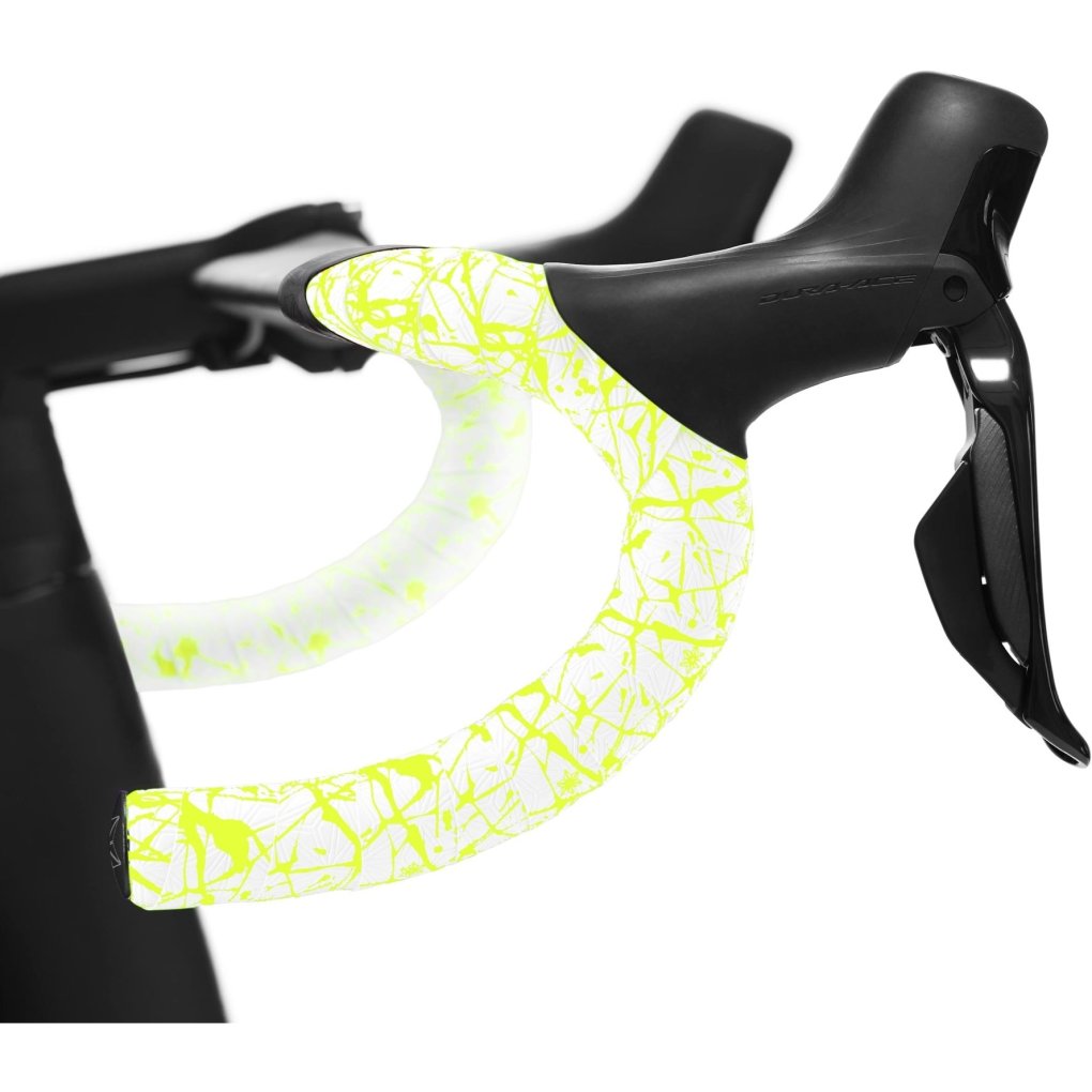 Ruban De Guidon SUPACAZ Super Sticky Kush 2,5 Mm - Blanc Vert Fluo | Pour Vélo Route Ou Ville