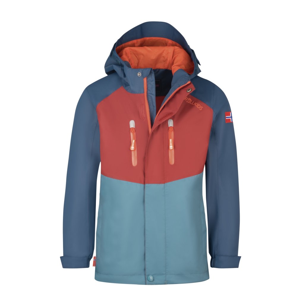 Trollkids Bryggen 3in1 Jacket Kids Carmin Red/Mystic Blue/Stormy