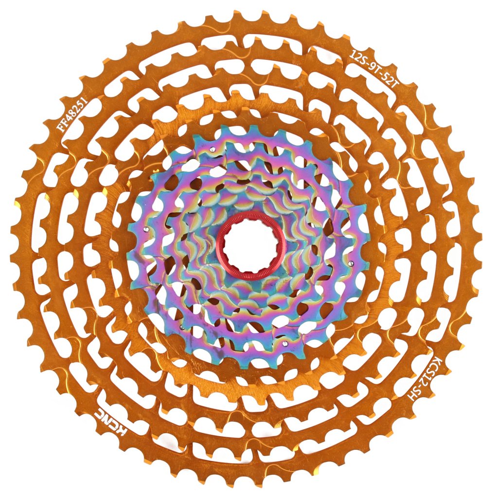 KCNC MTB Cassette 9-52T for Microspline 12-speed - orange-gold