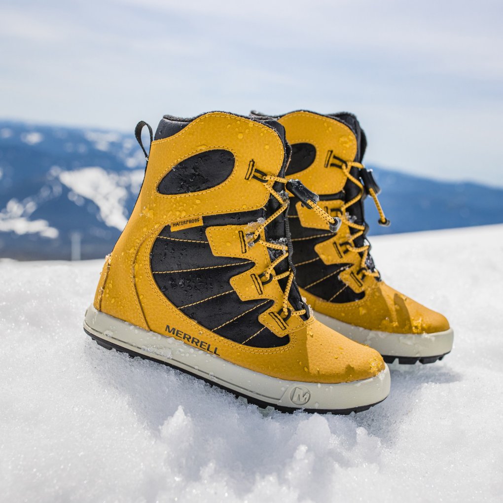 Merrell Snow Bank Waterproof Winter Boots Kids wheat/black